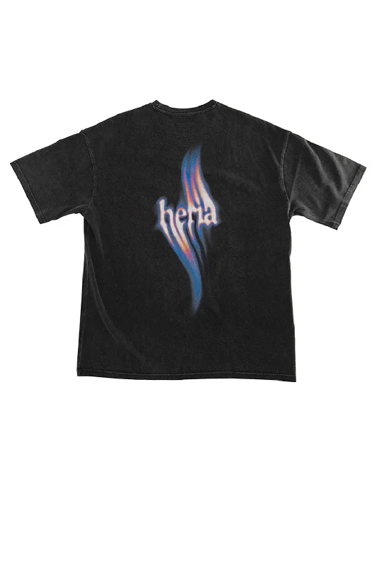 Flame Tee - Acid Washed Black