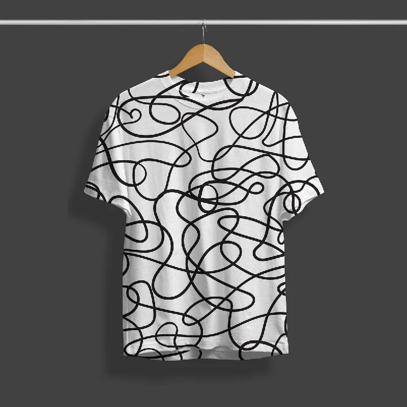 Price Meltdown Front Back Black Lines Printed T-Shirt