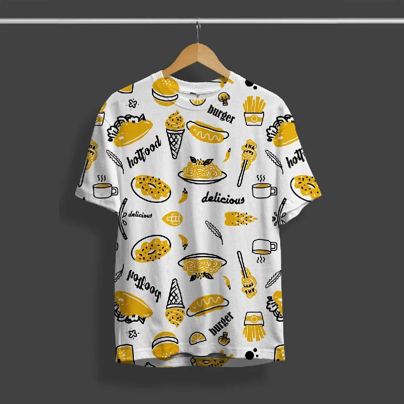 Half Price Hot Food White Printed Tee