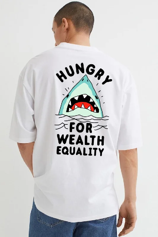 Instant Discount Hungry for Wealth White Oversized T-Shirt