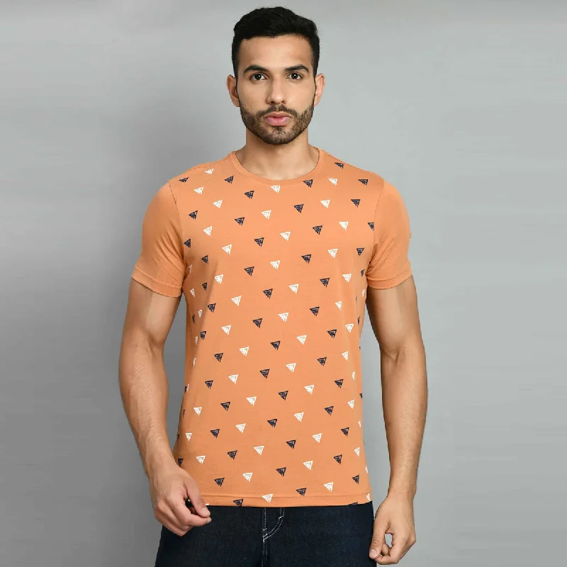 Can't Resist Men's Light Orange Printed T-Shirt