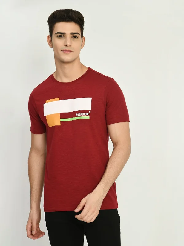 Weekend Deals That Sparkle Men's Maroon Graphic Printed T-Shirt