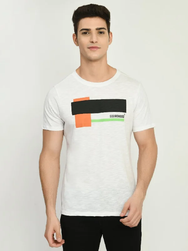 Weekend Bargains to Grab Men's Off White Printed Half Sleeves T-Shirt
