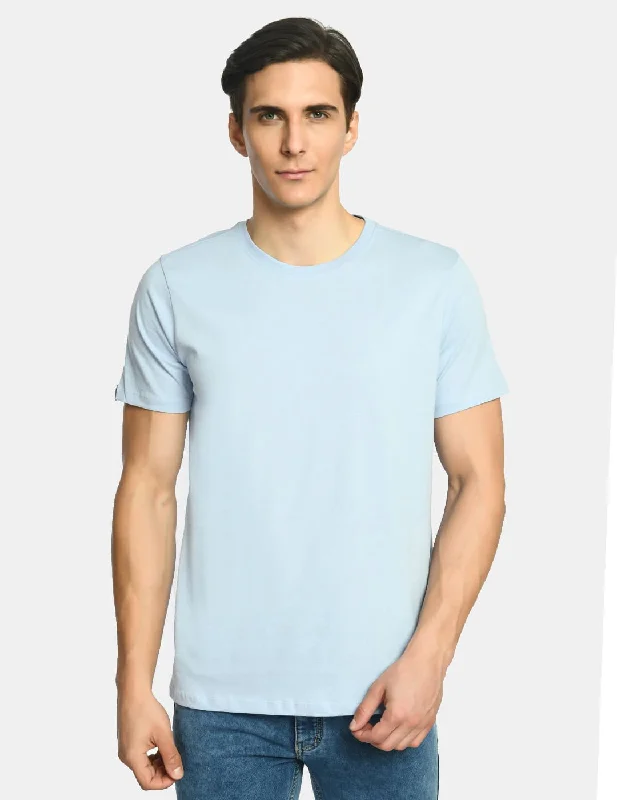 Weekend Deals That Thrill Men's Plain Baby Blue Round Neck T-Shirt