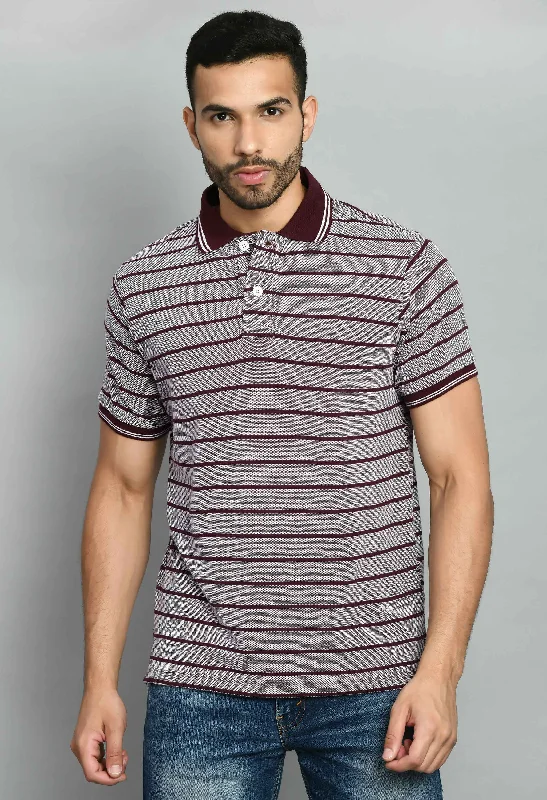 The Best Prices Men's Striped Maroon Polo Tees