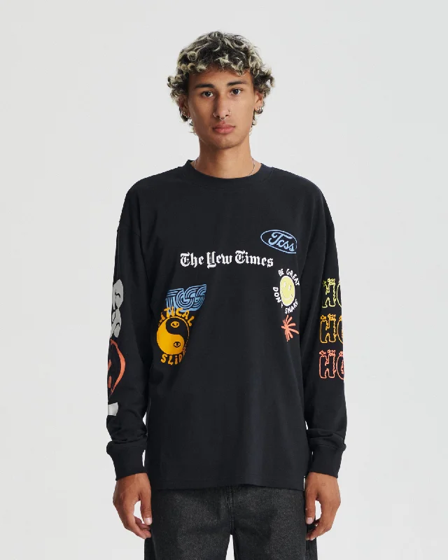 Exclusive Savings Mixed Up Longsleeve Tee - Vintage Black
