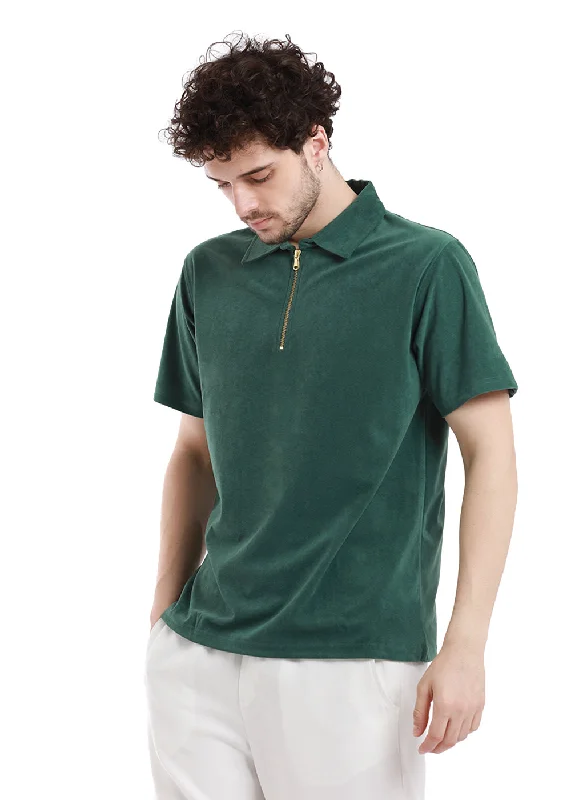 Pacific Green Zip polo T-shirt