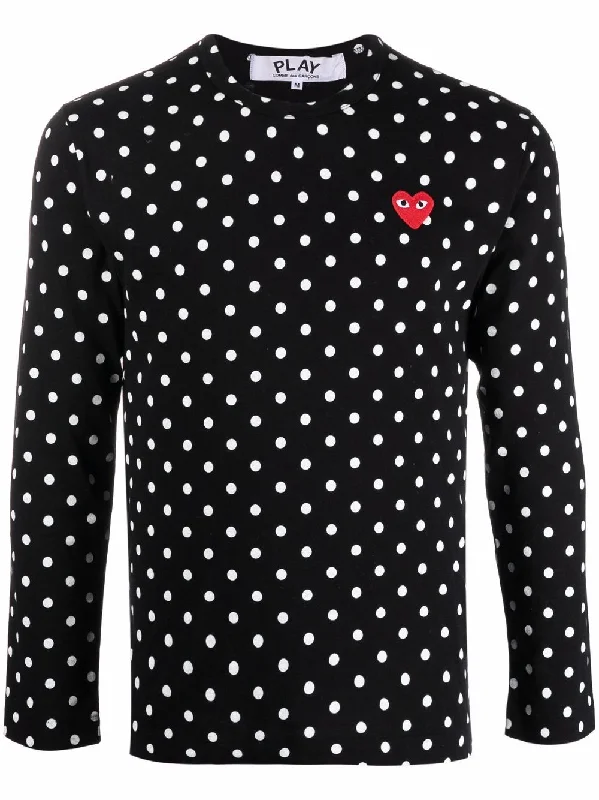 Instant Discount Polka Dot-Print Long-Sleeved T-Shirt