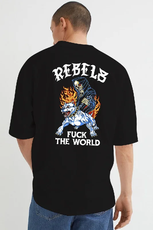 Mega Deal Rebelx Black Oversized T-Shirt