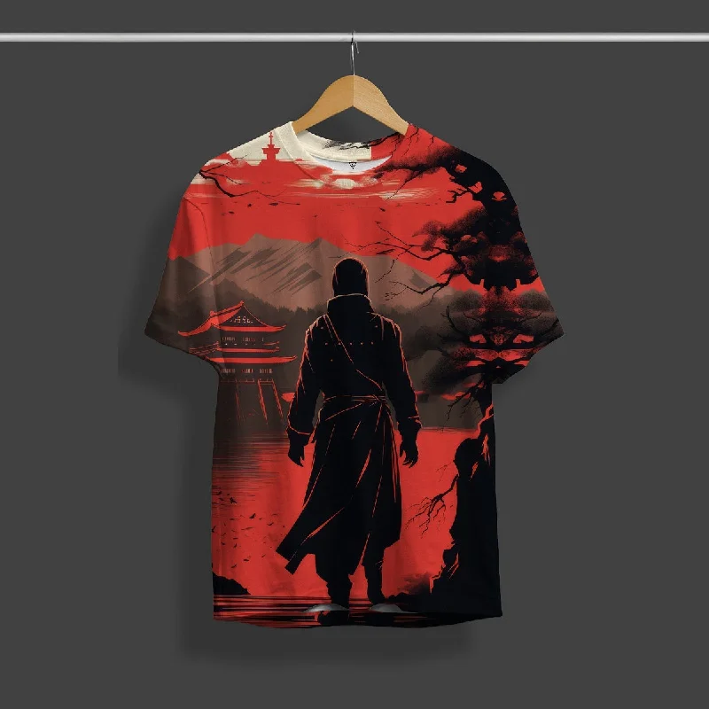 Exclusive Deal Red Samurai All Over Printed T-Shirt
