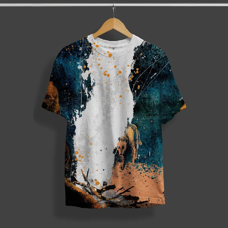 Stock Clearance Red Wolf Printed T-Shirt