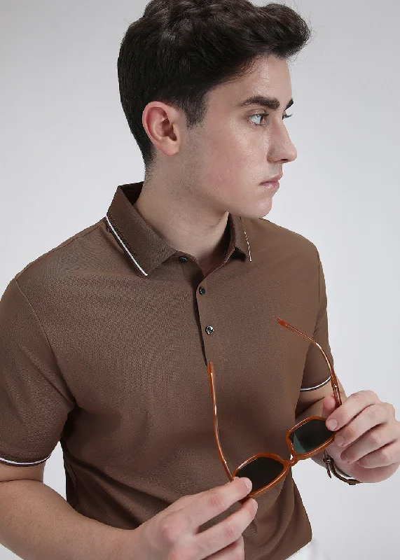 Soft Brown Stitchless Polo T-shirt