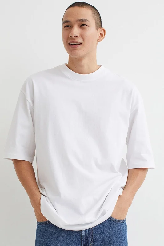Year-End Sale Solid White Oversized Tee Back