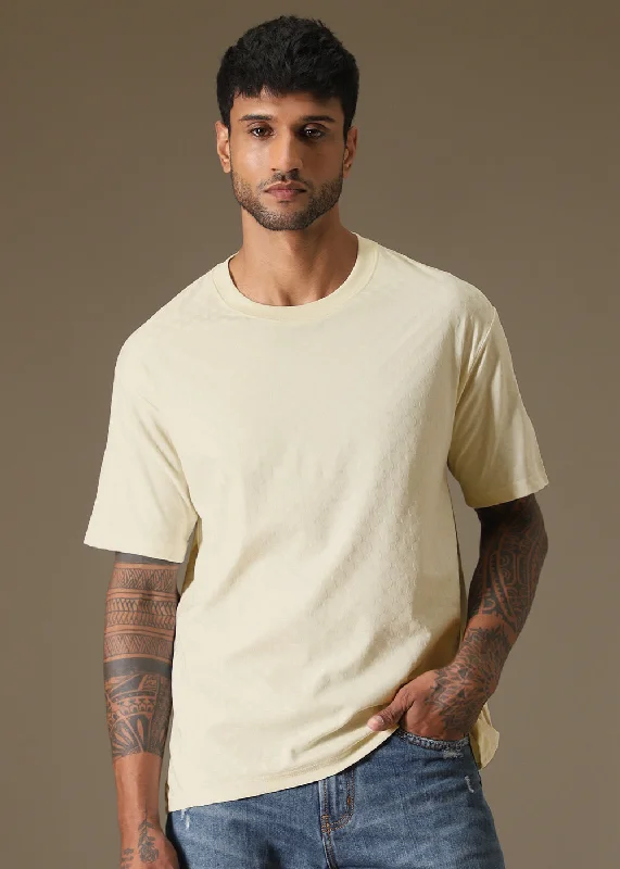 Textured Cream Oversized T-shirt