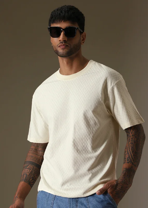 Textured Off White Oversized T-shirt