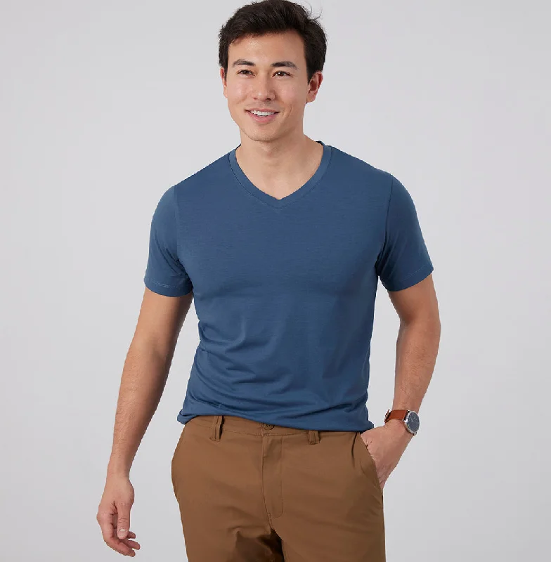 Threshold V-Neck T-Shirt Classic Fit - Aegean Blue