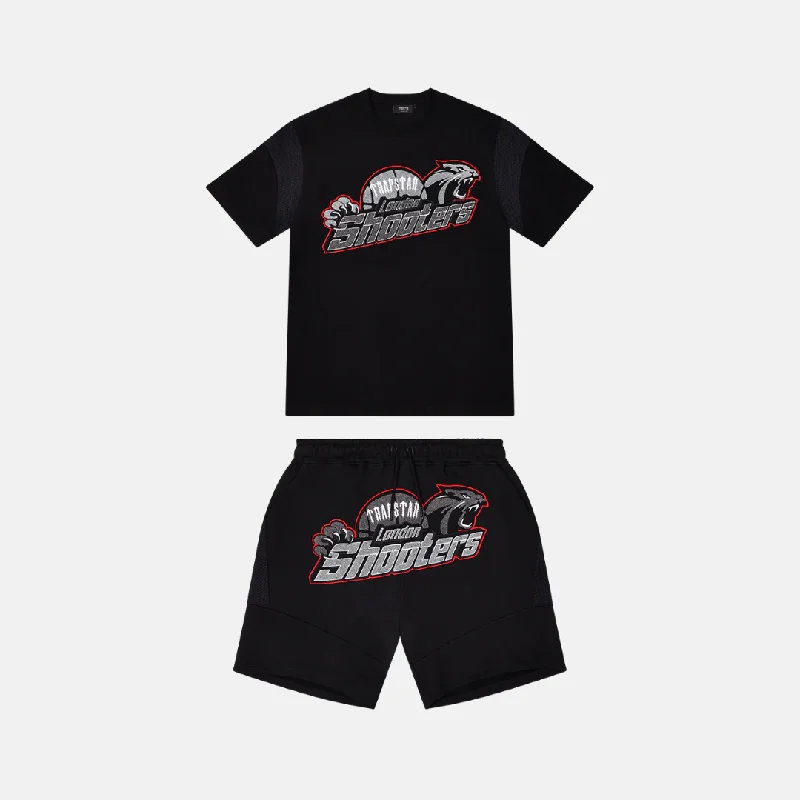 Trapstar Shooters T-Shirt & Shorts Set- Black/Red