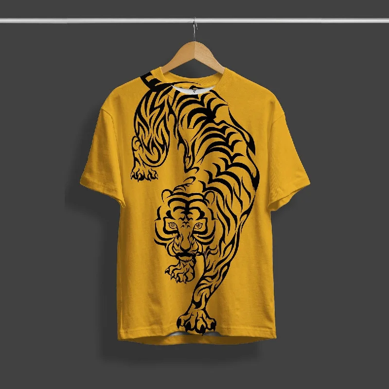 Value Deals True Tiger Yellow Printed T-Shirt