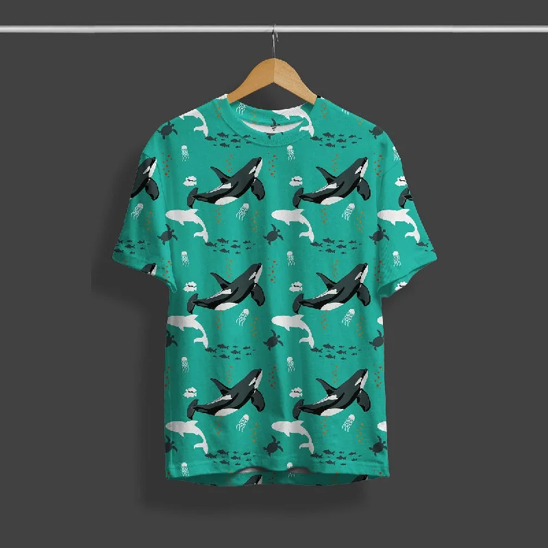 Unmissable Offer Whale Green Printed T-Shirt